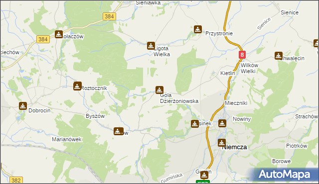 mapa Gola Dzierżoniowska, Gola Dzierżoniowska na mapie Targeo