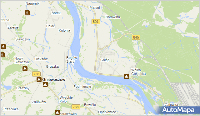 mapa Gołąb gmina Puławy, Gołąb gmina Puławy na mapie Targeo