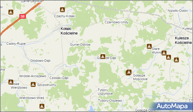 mapa Gołasze-Dąb, Gołasze-Dąb na mapie Targeo