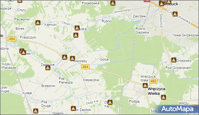 mapa Golce gmina Wręczyca Wielka, Golce gmina Wręczyca Wielka na mapie Targeo