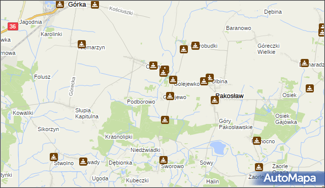 mapa Golejewo gmina Pakosław, Golejewo gmina Pakosław na mapie Targeo