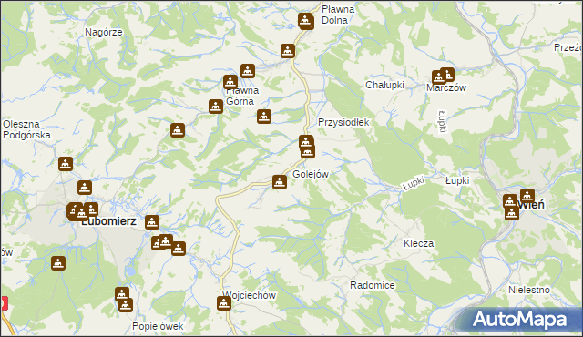 mapa Golejów, Golejów na mapie Targeo