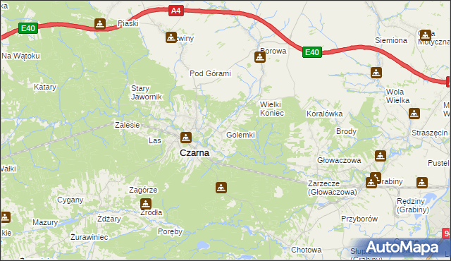 mapa Golemki, Golemki na mapie Targeo