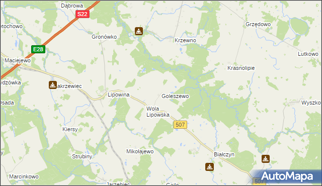 mapa Goleszewo, Goleszewo na mapie Targeo