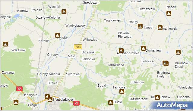 mapa Golice gmina Poddębice, Golice gmina Poddębice na mapie Targeo