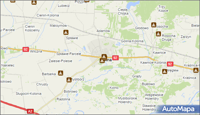 mapa Golina powiat koniński, Golina powiat koniński na mapie Targeo