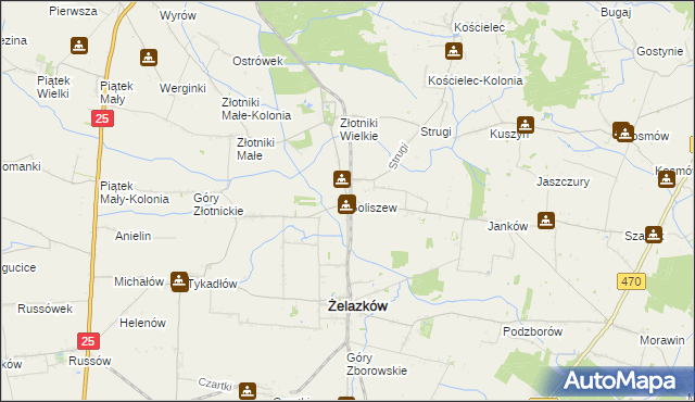 mapa Goliszew gmina Żelazków, Goliszew gmina Żelazków na mapie Targeo
