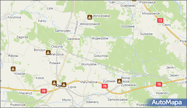 mapa Gołuchów gmina Kije, Gołuchów gmina Kije na mapie Targeo