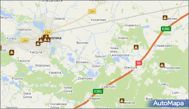 mapa Gołunin, Gołunin na mapie Targeo
