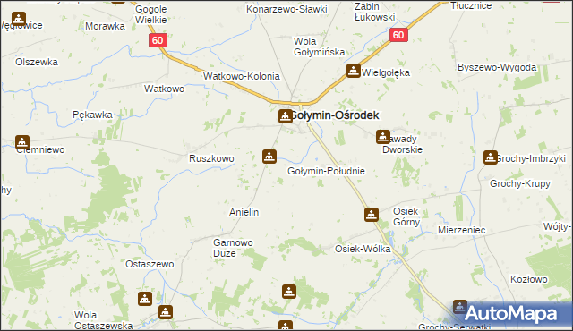 mapa Gołymin-Południe, Gołymin-Południe na mapie Targeo