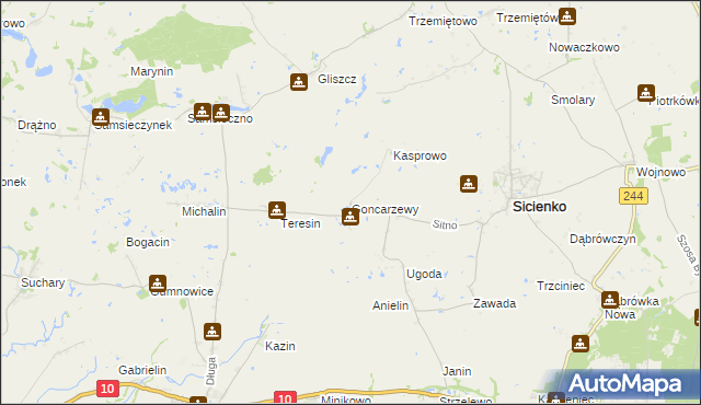 mapa Goncarzewy, Goncarzewy na mapie Targeo