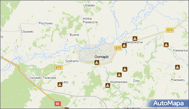 mapa Goniądz, Goniądz na mapie Targeo