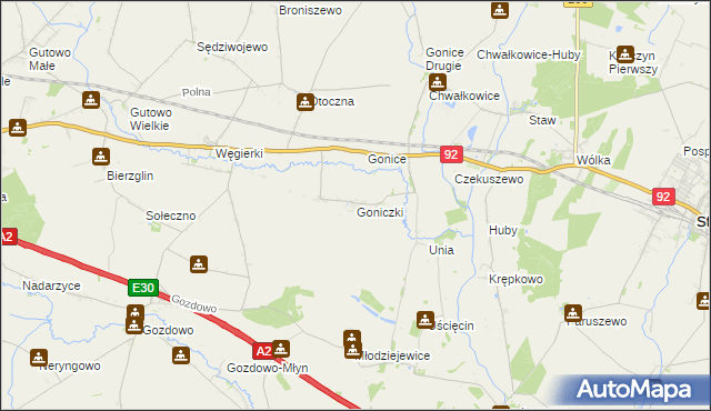 mapa Goniczki, Goniczki na mapie Targeo