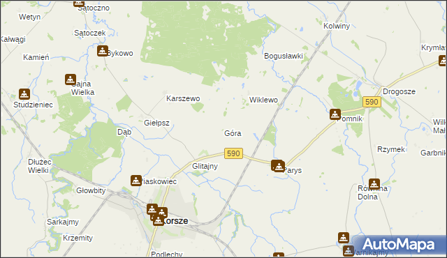 mapa Góra gmina Korsze, Góra gmina Korsze na mapie Targeo