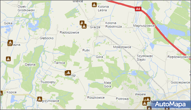 mapa Góra gmina Niemodlin, Góra gmina Niemodlin na mapie Targeo