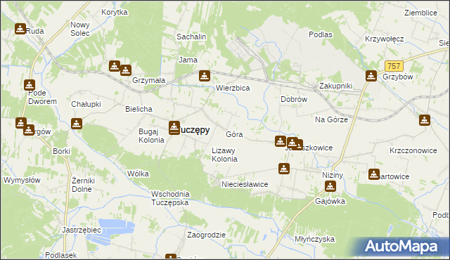 mapa Góra gmina Tuczępy, Góra gmina Tuczępy na mapie Targeo