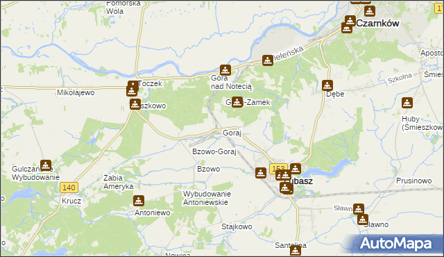 mapa Goraj gmina Lubasz, Goraj gmina Lubasz na mapie Targeo