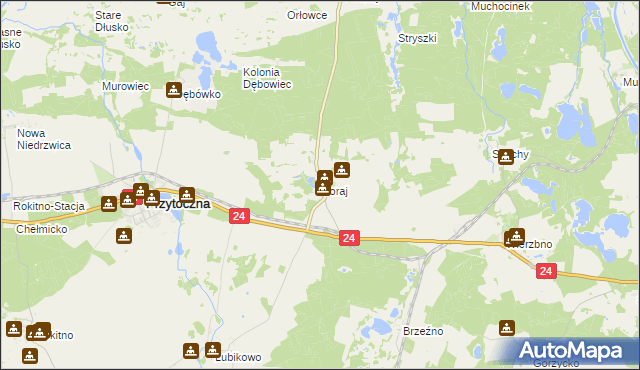 mapa Goraj gmina Przytoczna, Goraj gmina Przytoczna na mapie Targeo