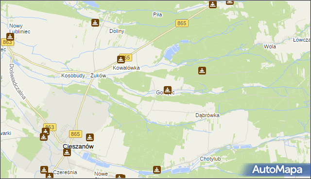 mapa Gorajec gmina Cieszanów, Gorajec gmina Cieszanów na mapie Targeo