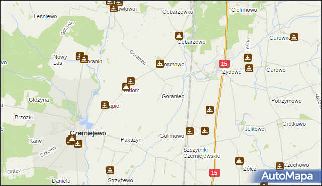 mapa Goraniec, Goraniec na mapie Targeo