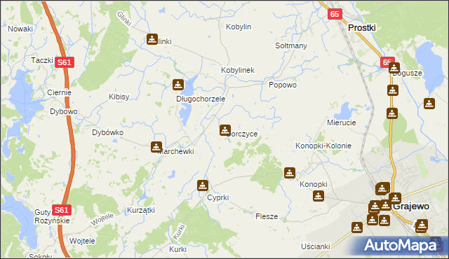 mapa Gorczyce gmina Prostki, Gorczyce gmina Prostki na mapie Targeo