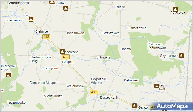 mapa Góreczki gmina Koźmin Wielkopolski, Góreczki gmina Koźmin Wielkopolski na mapie Targeo