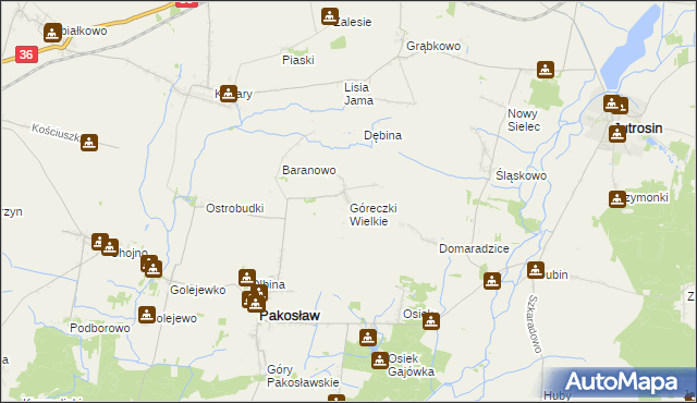 mapa Góreczki Wielkie, Góreczki Wielkie na mapie Targeo