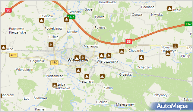 mapa Górka Wieruszowska, Górka Wieruszowska na mapie Targeo