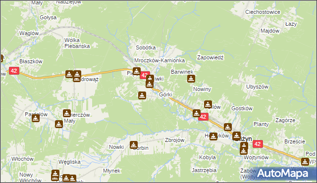 mapa Górki gmina Bliżyn, Górki gmina Bliżyn na mapie Targeo