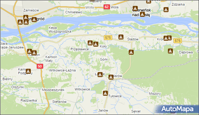 mapa Górki gmina Brochów, Górki gmina Brochów na mapie Targeo