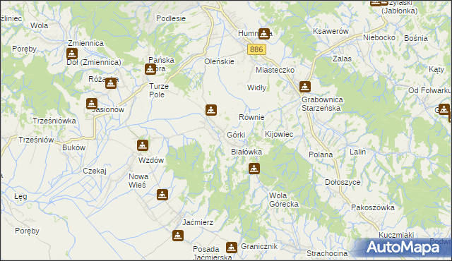 mapa Górki gmina Brzozów, Górki gmina Brzozów na mapie Targeo