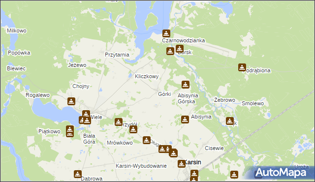 mapa Górki gmina Karsin, Górki gmina Karsin na mapie Targeo