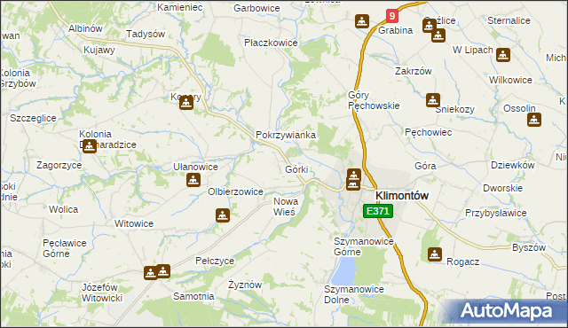 mapa Górki gmina Klimontów, Górki gmina Klimontów na mapie Targeo