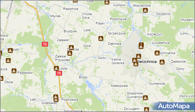 mapa Górki gmina Pierzchnica, Górki gmina Pierzchnica na mapie Targeo