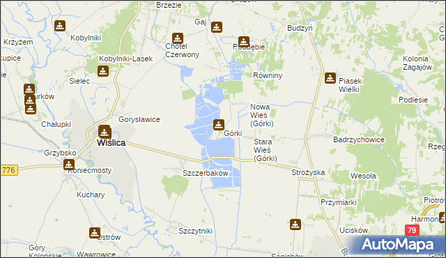 mapa Górki gmina Wiślica, Górki gmina Wiślica na mapie Targeo