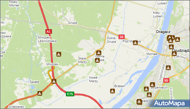 mapa Górna Grupa, Górna Grupa na mapie Targeo