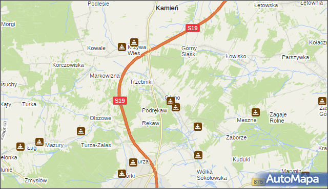 mapa Górno gmina Sokołów Małopolski, Górno gmina Sokołów Małopolski na mapie Targeo