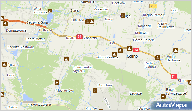 mapa Górno-Zawada, Górno-Zawada na mapie Targeo