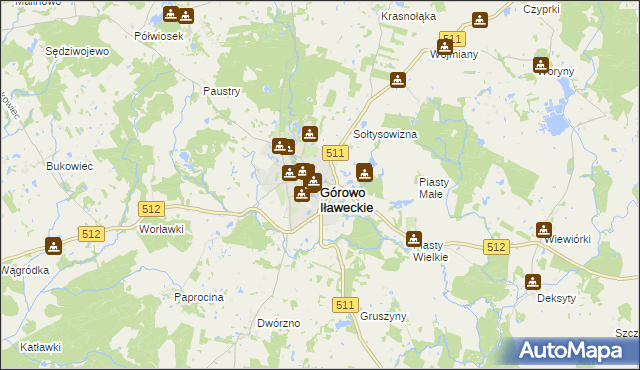 mapa Górowo Iławeckie, Górowo Iławeckie na mapie Targeo