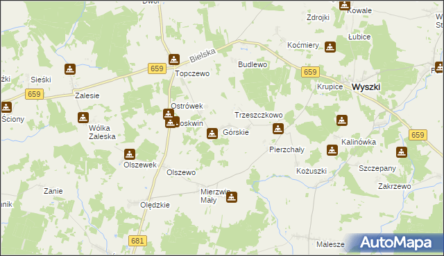 mapa Górskie gmina Wyszki, Górskie gmina Wyszki na mapie Targeo