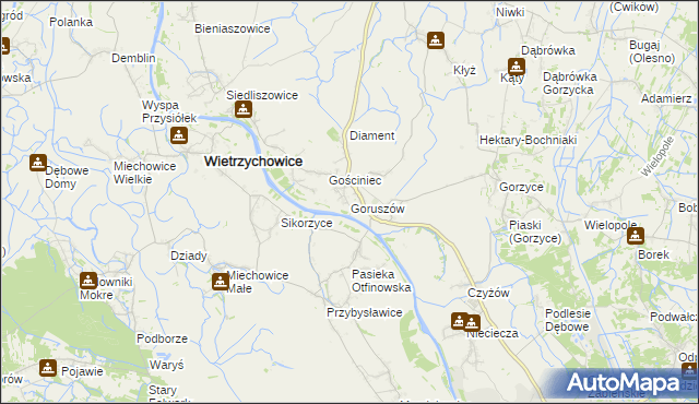 mapa Goruszów, Goruszów na mapie Targeo