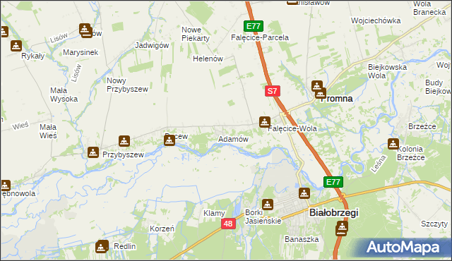 mapa Góry gmina Promna, Góry gmina Promna na mapie Targeo