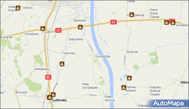 mapa Gorzędziej, Gorzędziej na mapie Targeo