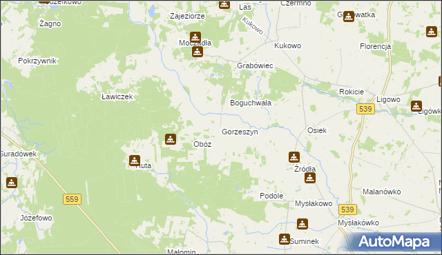 mapa Gorzeszyn, Gorzeszyn na mapie Targeo