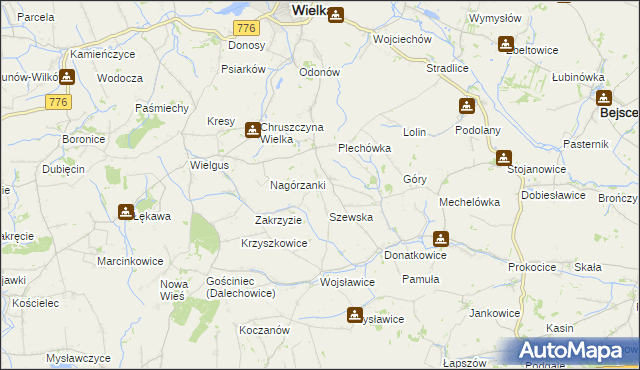 mapa Gorzków gmina Kazimierza Wielka, Gorzków gmina Kazimierza Wielka na mapie Targeo