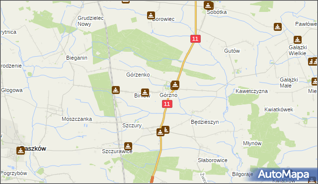 mapa Górzno gmina Ostrów Wielkopolski, Górzno gmina Ostrów Wielkopolski na mapie Targeo