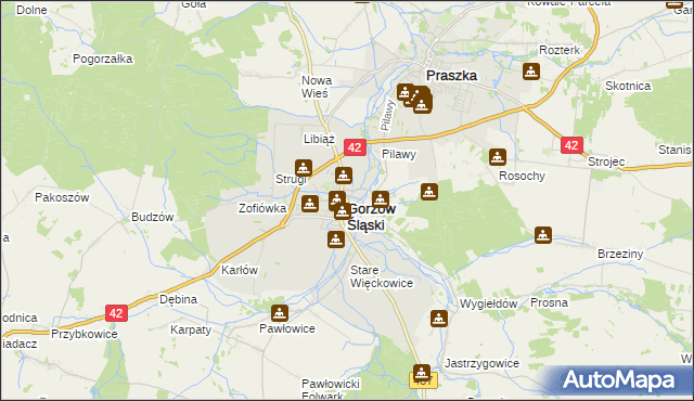 mapa Gorzów Śląski, Gorzów Śląski na mapie Targeo