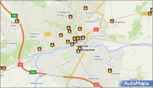 mapa Gorzów Wielkopolski, Gorzów Wielkopolski na mapie Targeo