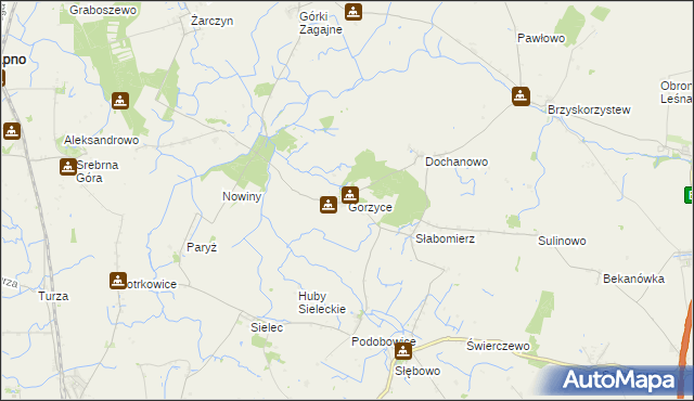 mapa Gorzyce gmina Żnin, Gorzyce gmina Żnin na mapie Targeo