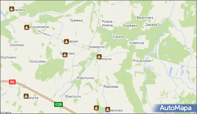 mapa Gorzyno, Gorzyno na mapie Targeo